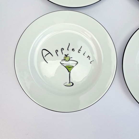 Pottery Barn Martini Appetizer Salad Dessert Plates Set Of 4 Cocktail Party - Picture 4 of 11